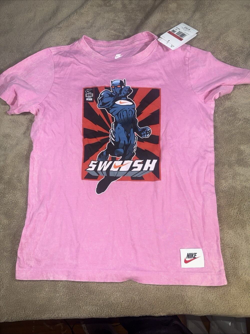 Nike Boys Graphic T-Shirt Size L Pink SWOOSH Character Tee Youth‎ NWT